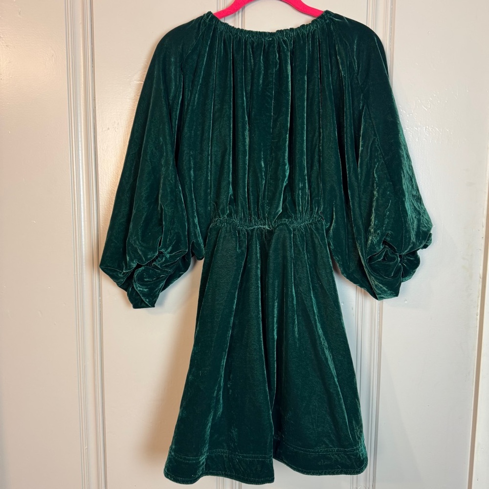 NEW FREE PEOPLE portia velvet mini dress in uncut emerald Size XS - Picture 13 of 16